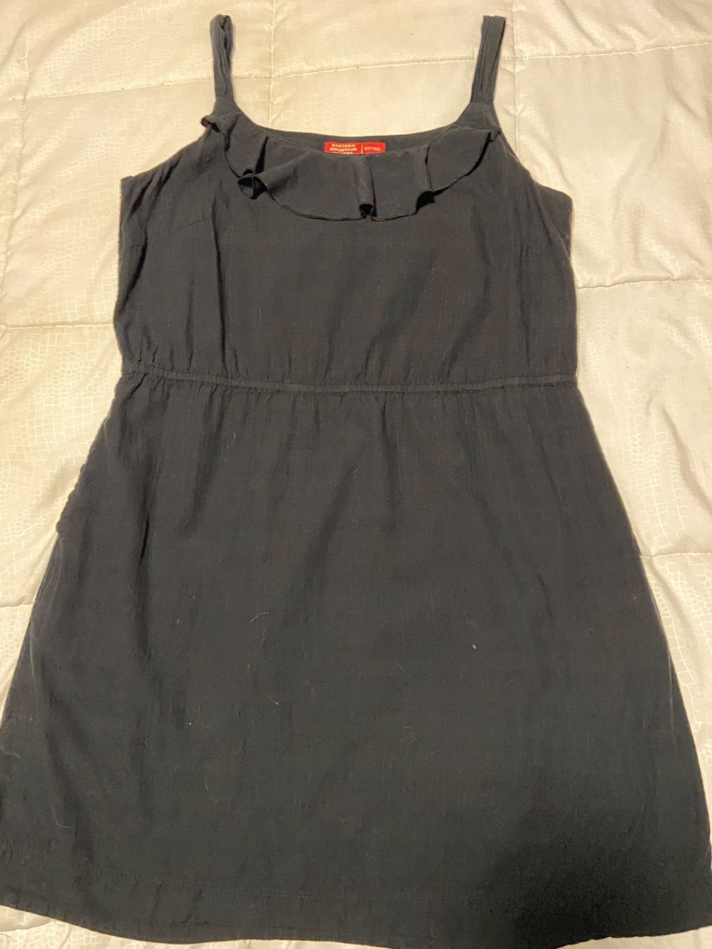 Eastern Mountain Sports Black Sleeveless Mini Dress with Ruffle Neck, lined